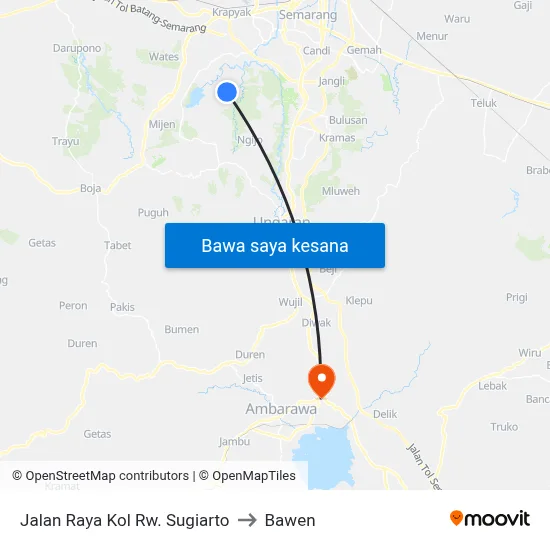 Jalan Raya Kol Rw. Sugiarto to Bawen map