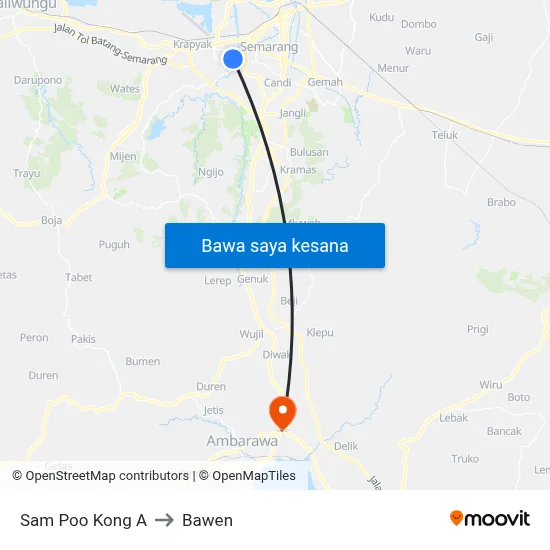 Sam Poo Kong A to Bawen map