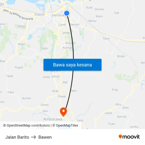 Jalan Barito to Bawen map