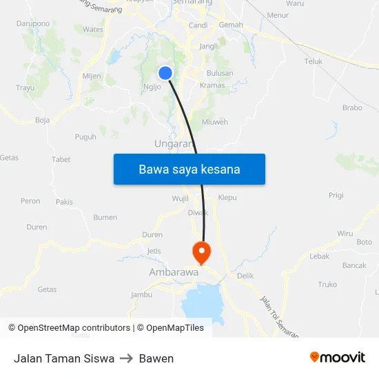Jalan Taman Siswa to Bawen map