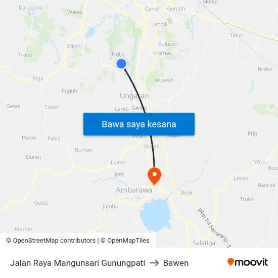 Jalan Raya Mangunsari Gunungpati to Bawen map