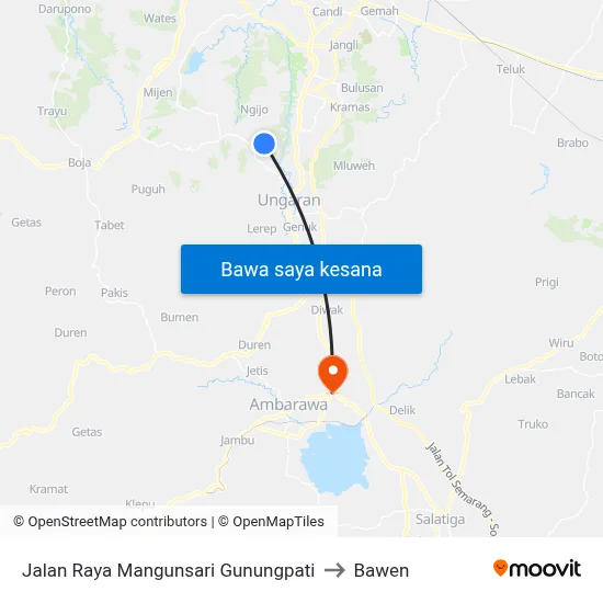 Jalan Raya Mangunsari Gunungpati to Bawen map