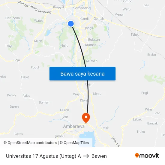 Universitas 17 Agustus (Untag) A to Bawen map