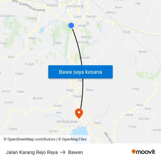 Jalan Karang Rejo Raya to Bawen map