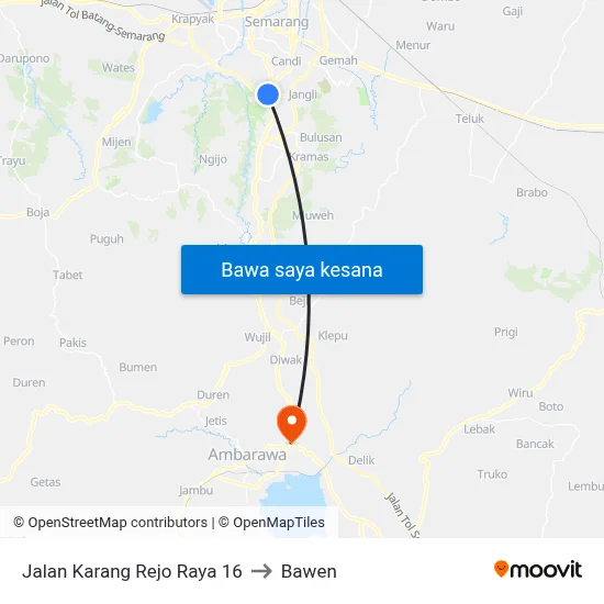 Jalan Karang Rejo Raya 16 to Bawen map