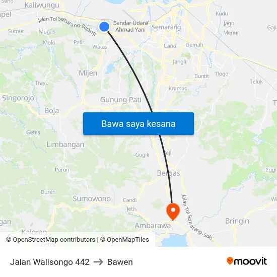 Jalan Walisongo 442 to Bawen map