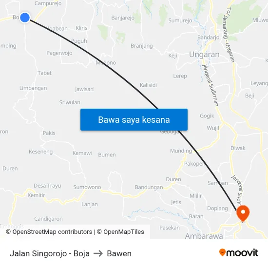 Jalan Singorojo - Boja to Bawen map