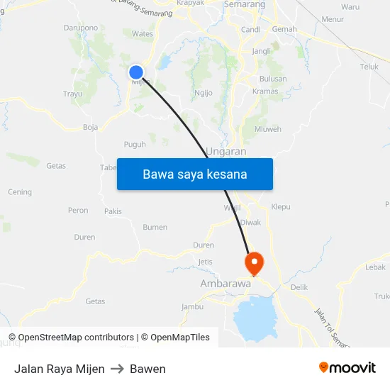 Jalan Raya Mijen to Bawen map