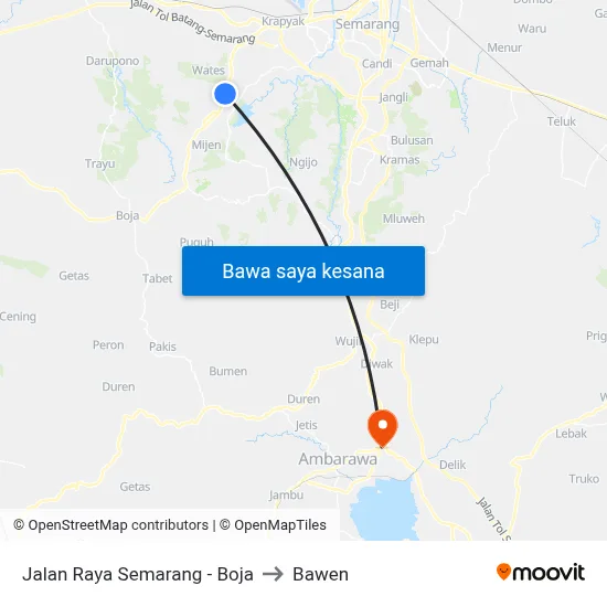 Jalan Raya Semarang - Boja to Bawen map