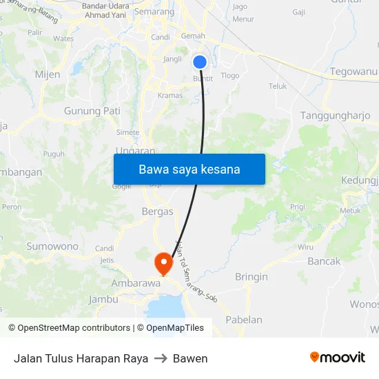 Jalan Tulus Harapan Raya to Bawen map