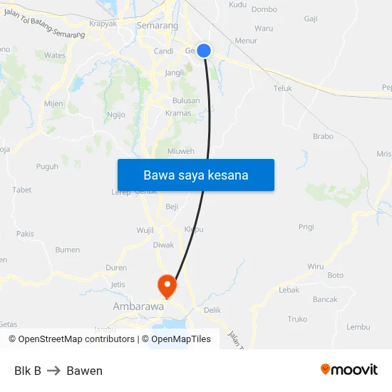 Blk B to Bawen map