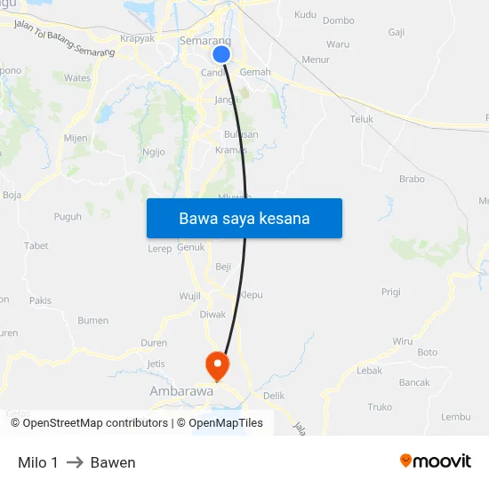 Milo 1 to Bawen map