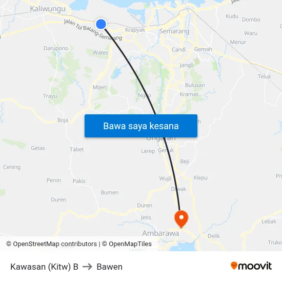 Kawasan (Kitw) B to Bawen map