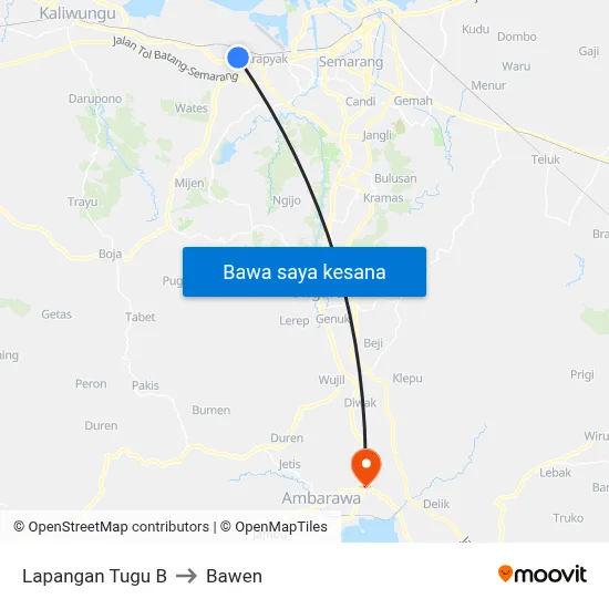 Lapangan Tugu B to Bawen map