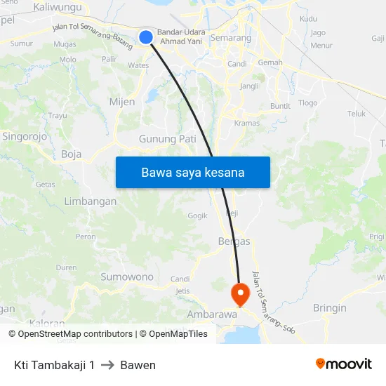 Kti Tambakaji 1 to Bawen map