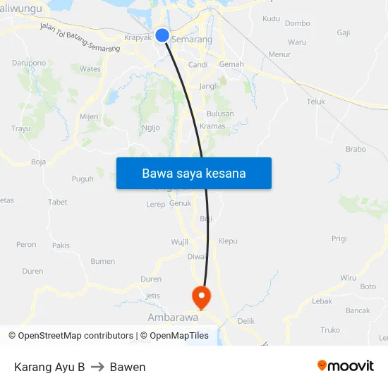 Karang Ayu B to Bawen map