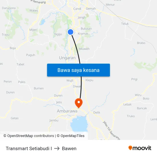 Transmart Setiabudi I to Bawen map