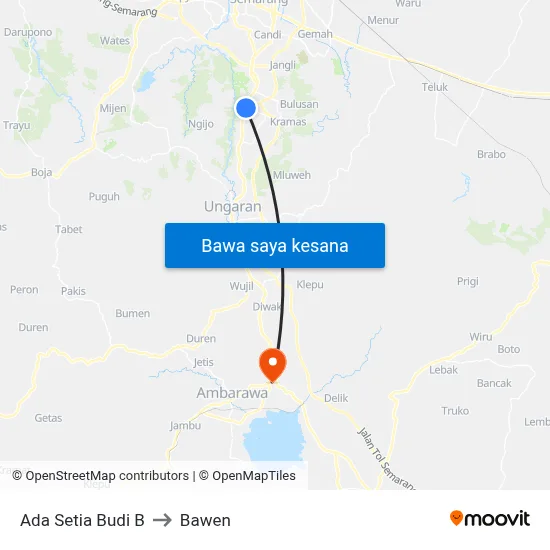 Ada Setia Budi B to Bawen map