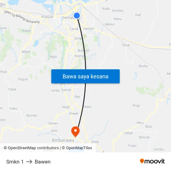 Smkn 1 to Bawen map