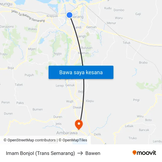 Imam Bonjol (Trans Semarang) to Bawen map