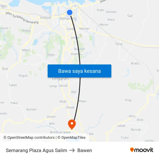 Semarang Plaza Agus Salim to Bawen map