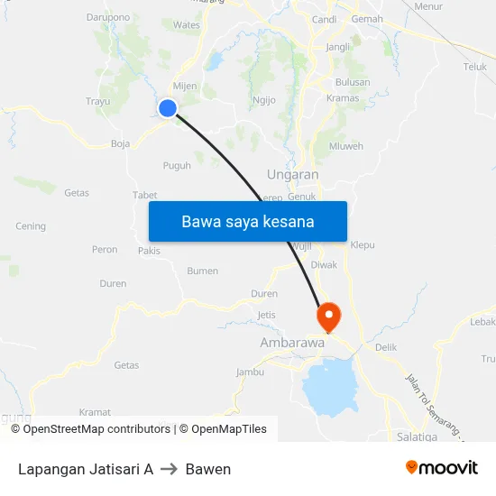 Lapangan Jatisari A to Bawen map