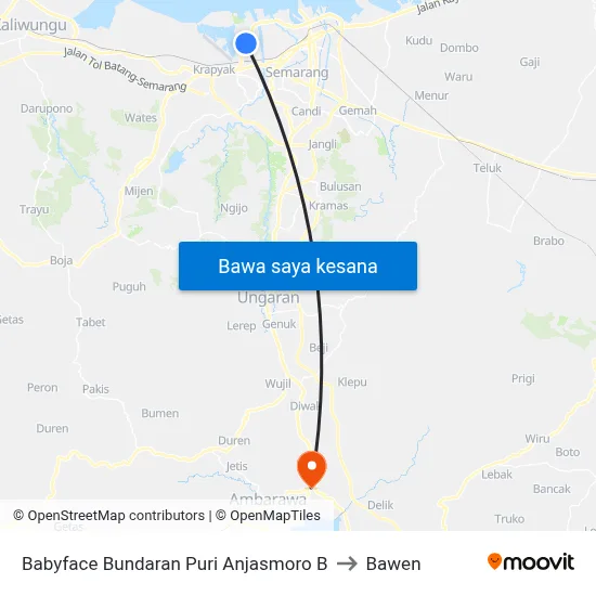 Babyface Bundaran Puri Anjasmoro B to Bawen map