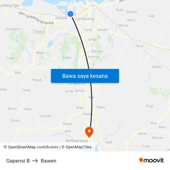 Gapensi B to Bawen map