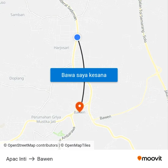 Apac Inti to Bawen map