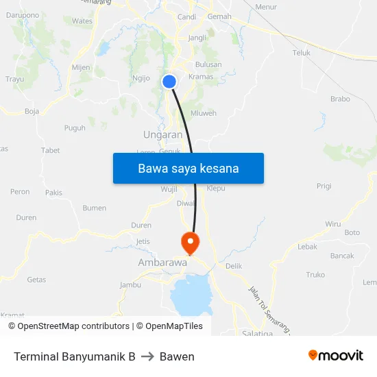 Terminal Banyumanik B to Bawen map