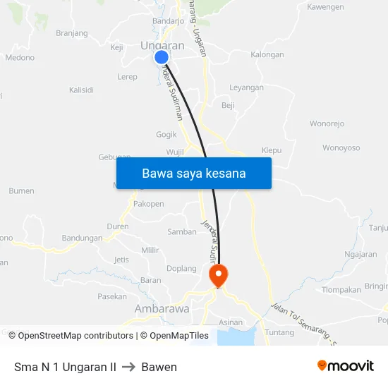 Sma N 1 Ungaran II to Bawen map
