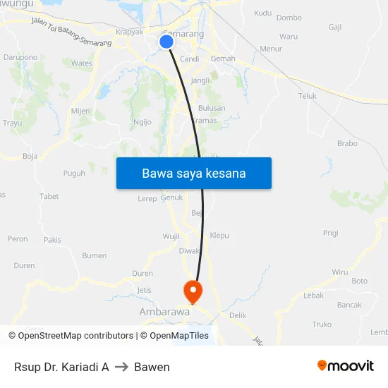 Rsup Dr. Kariadi A to Bawen map