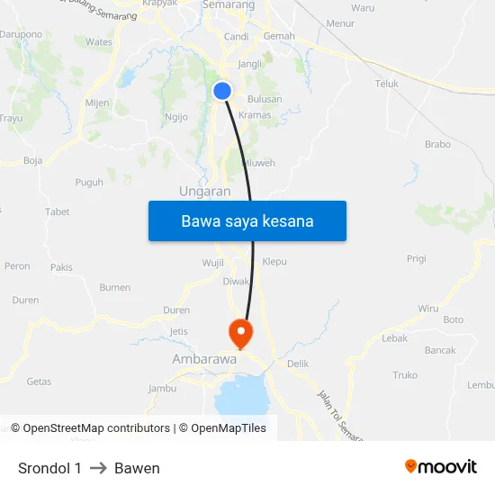 Srondol 1 to Bawen map