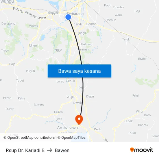 Rsup Dr. Kariadi B to Bawen map