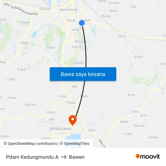 Pdam Kedungmundu A to Bawen map