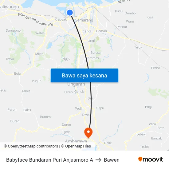 Babyface Bundaran Puri Anjasmoro A to Bawen map