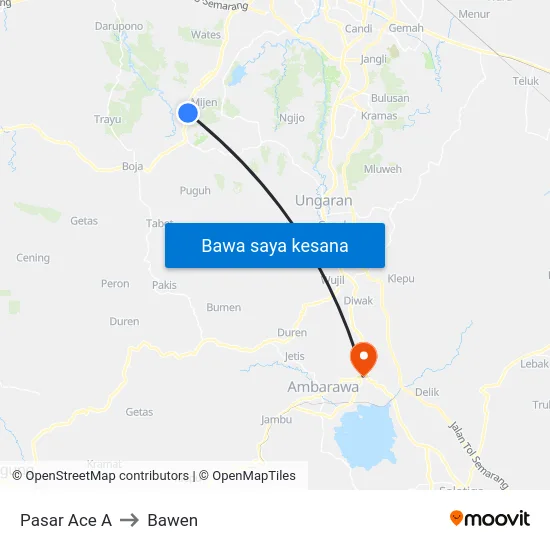 Pasar Ace A to Bawen map