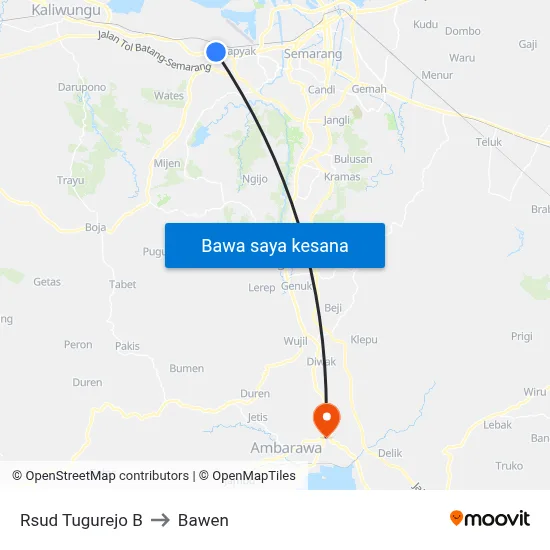 Rsud Tugurejo B to Bawen map