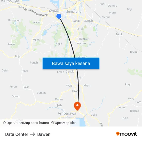 Data Center to Bawen map