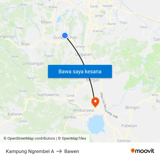 Kampung Ngrembel A to Bawen map