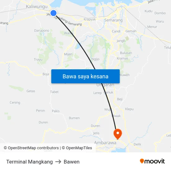 Terminal Mangkang to Bawen map