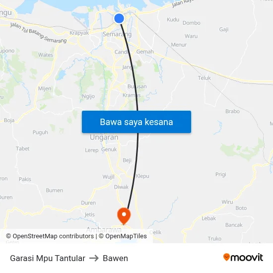 Garasi Mpu Tantular to Bawen map