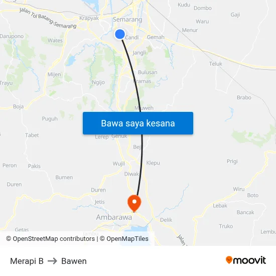 Merapi B to Bawen map