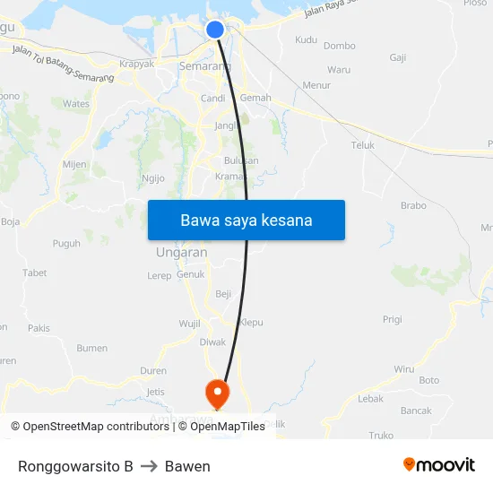 Ronggowarsito B to Bawen map