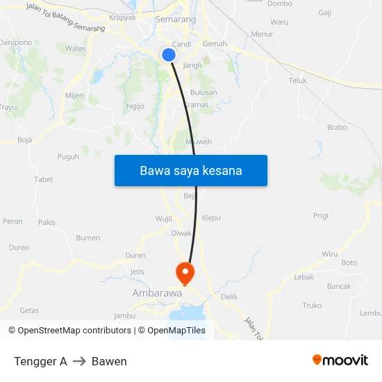 Tengger A to Bawen map