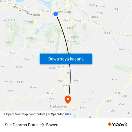 Stie Dharma Putra to Bawen map