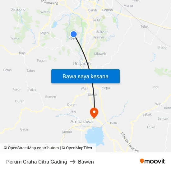 Perum Graha Citra Gading to Bawen map