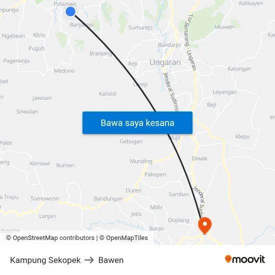 Kampung Sekopek to Bawen map
