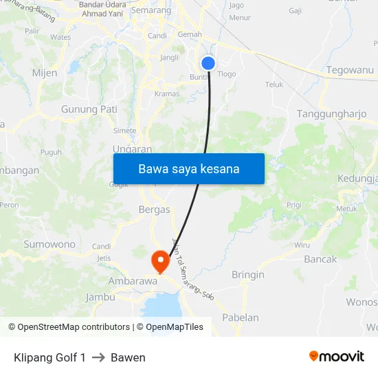 Klipang Golf 1 to Bawen map