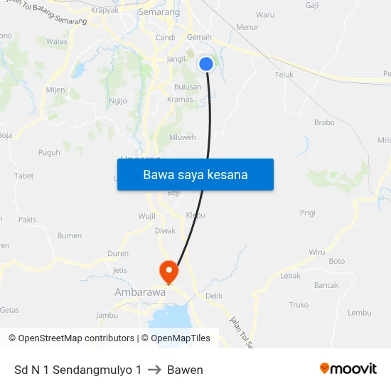 Sd N 1 Sendangmulyo 1 to Bawen map